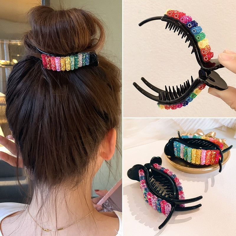 Image of Rainbow Hair Clips For Bun Hair Clamps Candy Color Hair Accessories