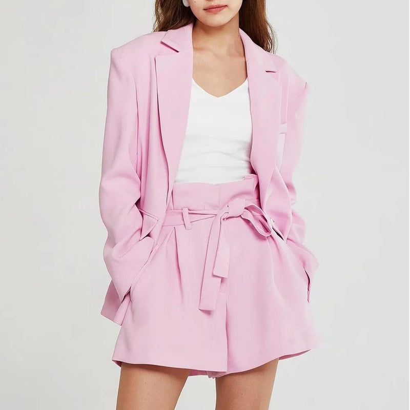 Wear To Work Sets - Women Blazers Long Sleeve Casual Blazers Suit Blazer And Short Set