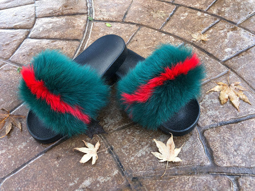 gucci inspired fur slides