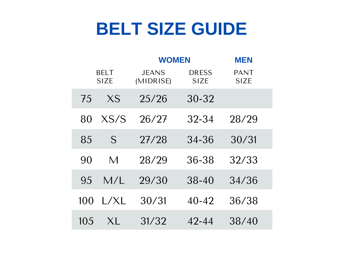 Belt Size Guide – Amsterdam Heritage