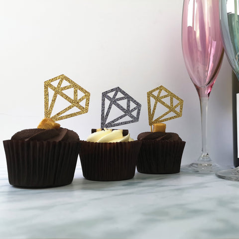 Diamond Glitter Cake Topper - Gold 1