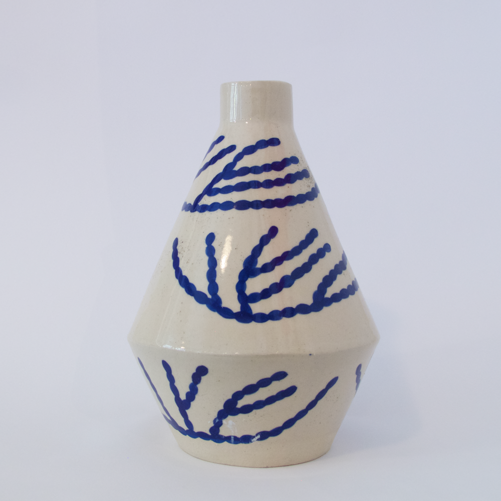 Medium Coral Speckled Stoneware Diamond Vase