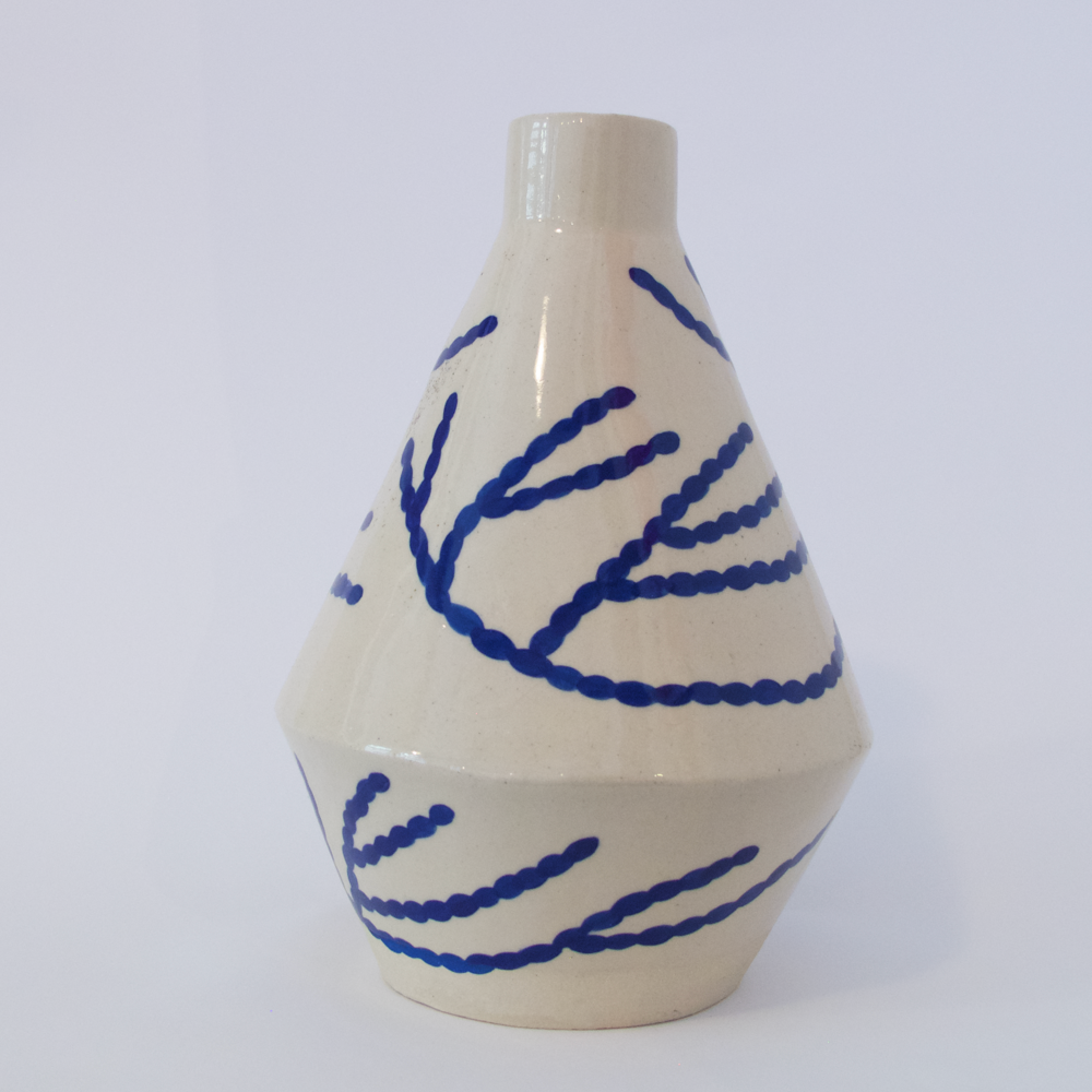Medium Coral Speckled Stoneware Diamond Vase