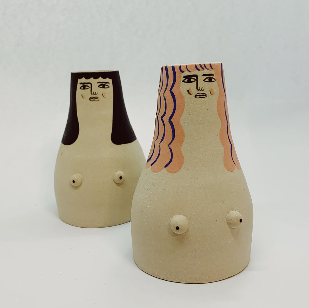 Small Red-Haired Nude Lady Vase