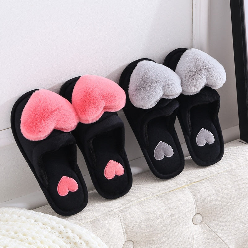 Women's Cute Love Heart House Slippers 