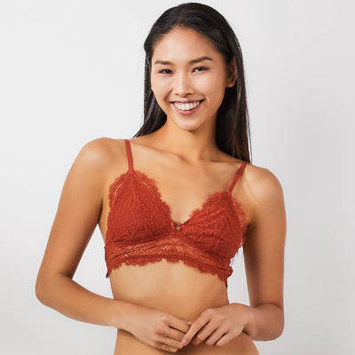 Auden Rust Orange Lace Strapless Bralette Women's Size XS Unlined