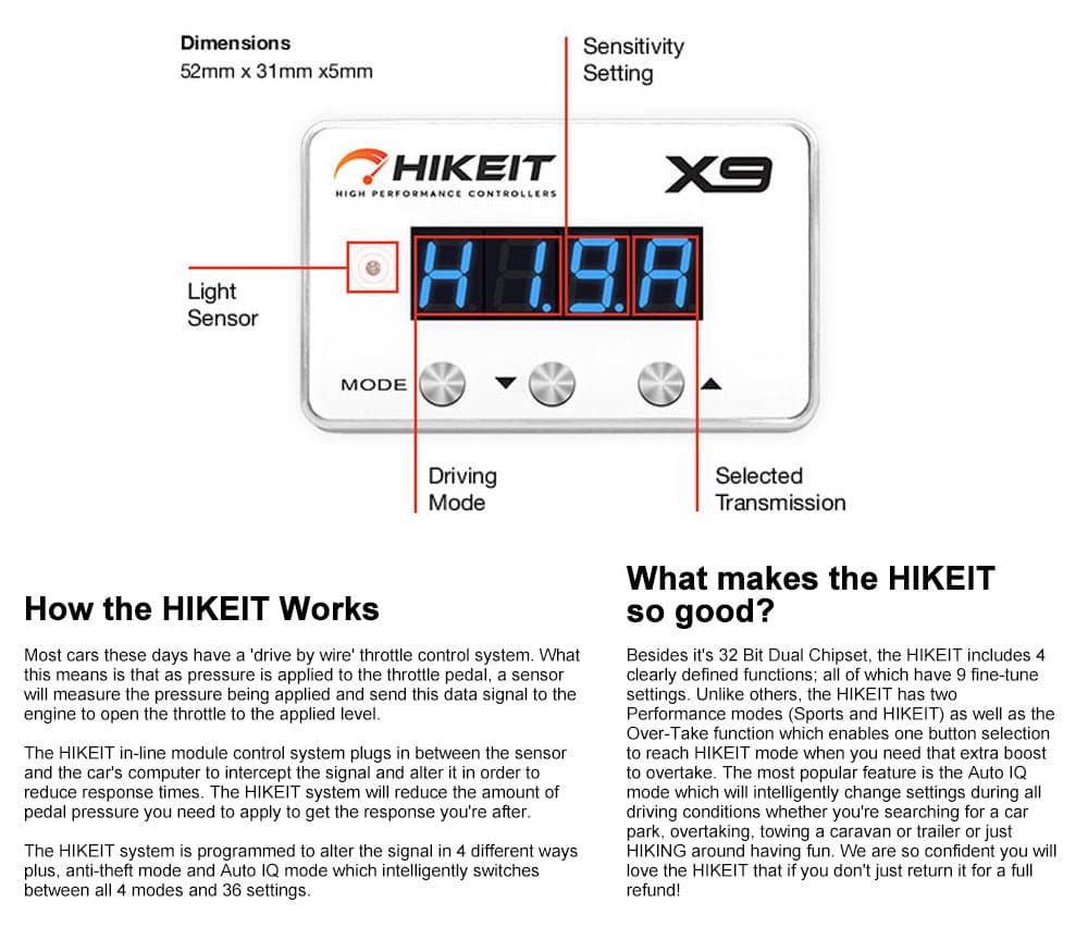 HIKEIT-X9 Electronic Throttle Controller fit Jeep Wrangler JK 2007-201 –  Vicoffroad Australia