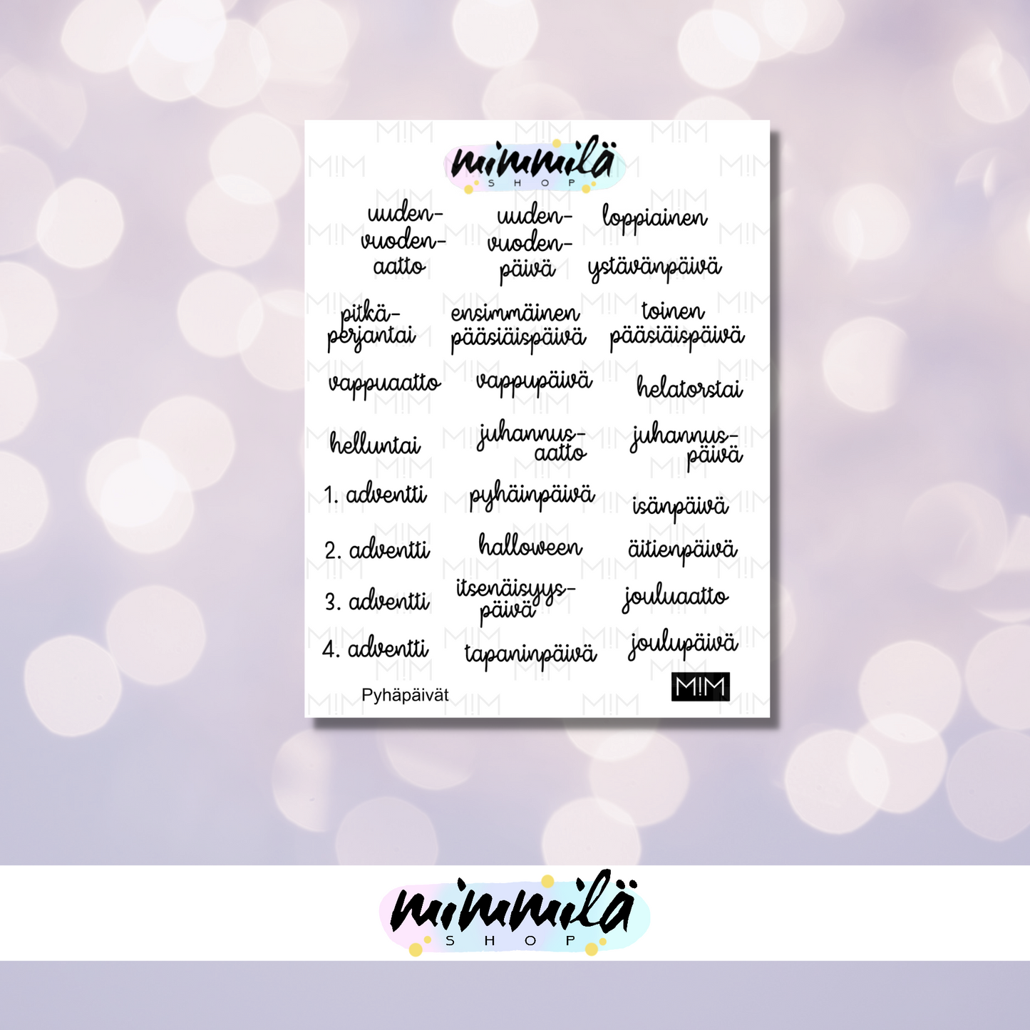 Pyhäpäivät – Mimmilä Shop