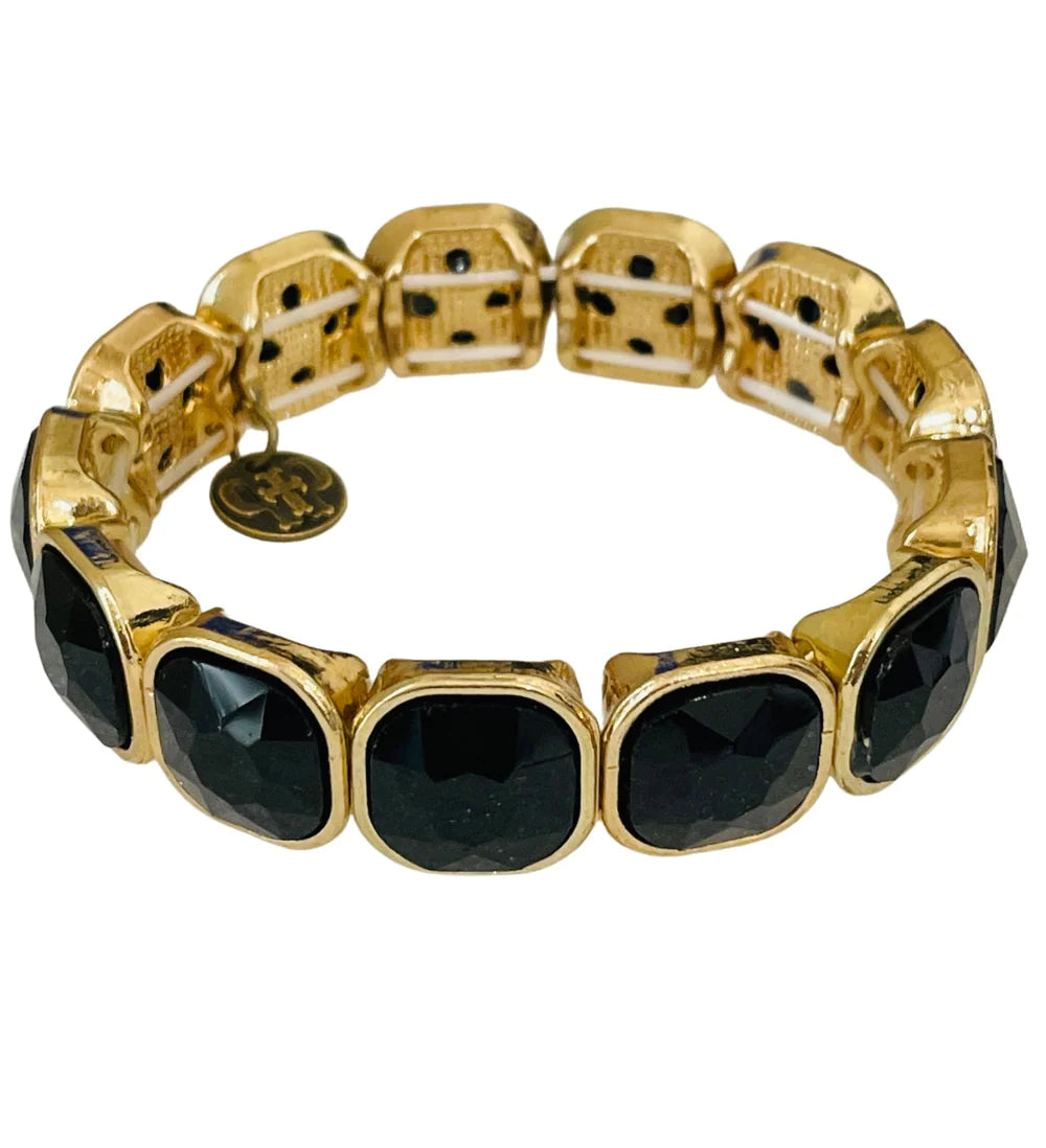 Pink Panache Black Rhinestone Bracelet - Gold