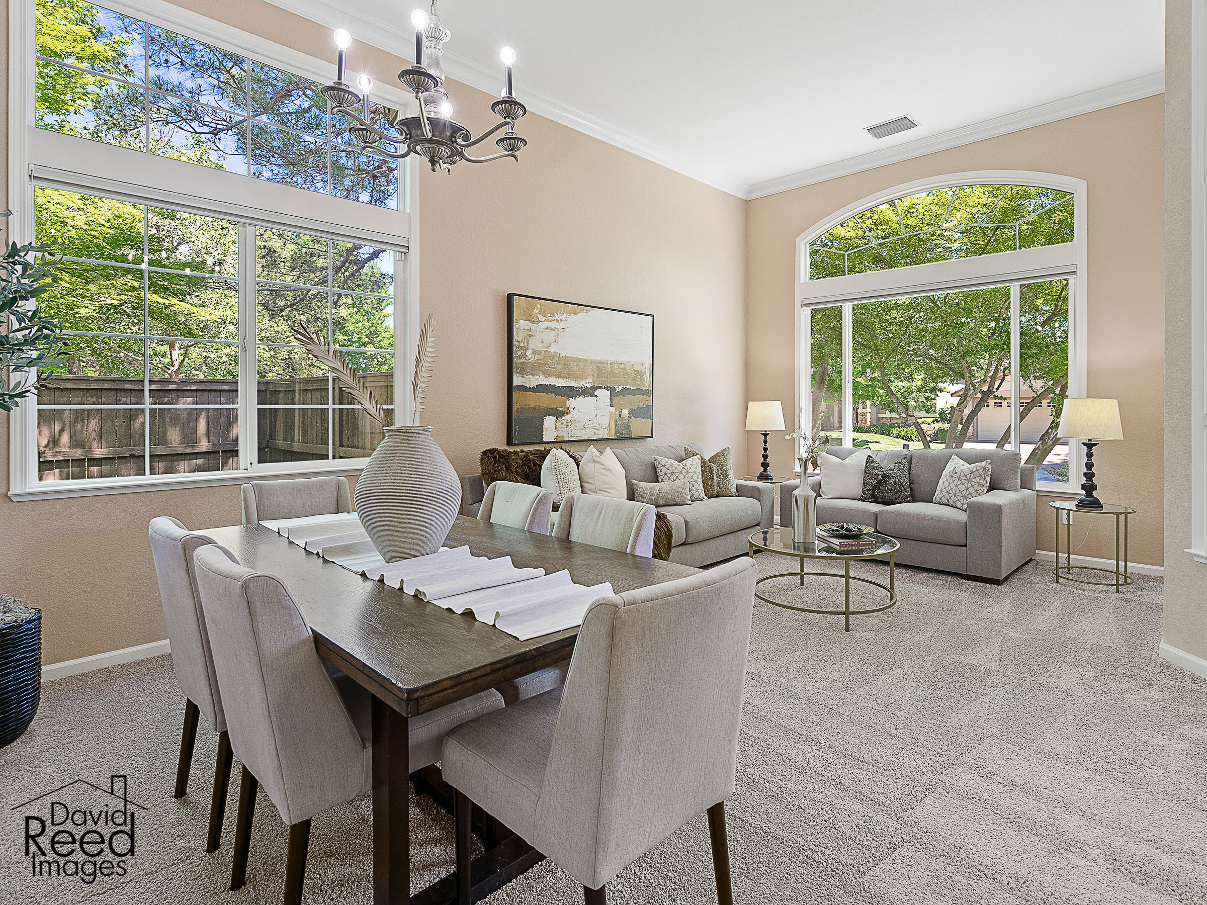 Premiere Home Staging Projects | Dining area and living room interior design idea - Meadow Wood Dr, El Dorado Hills
