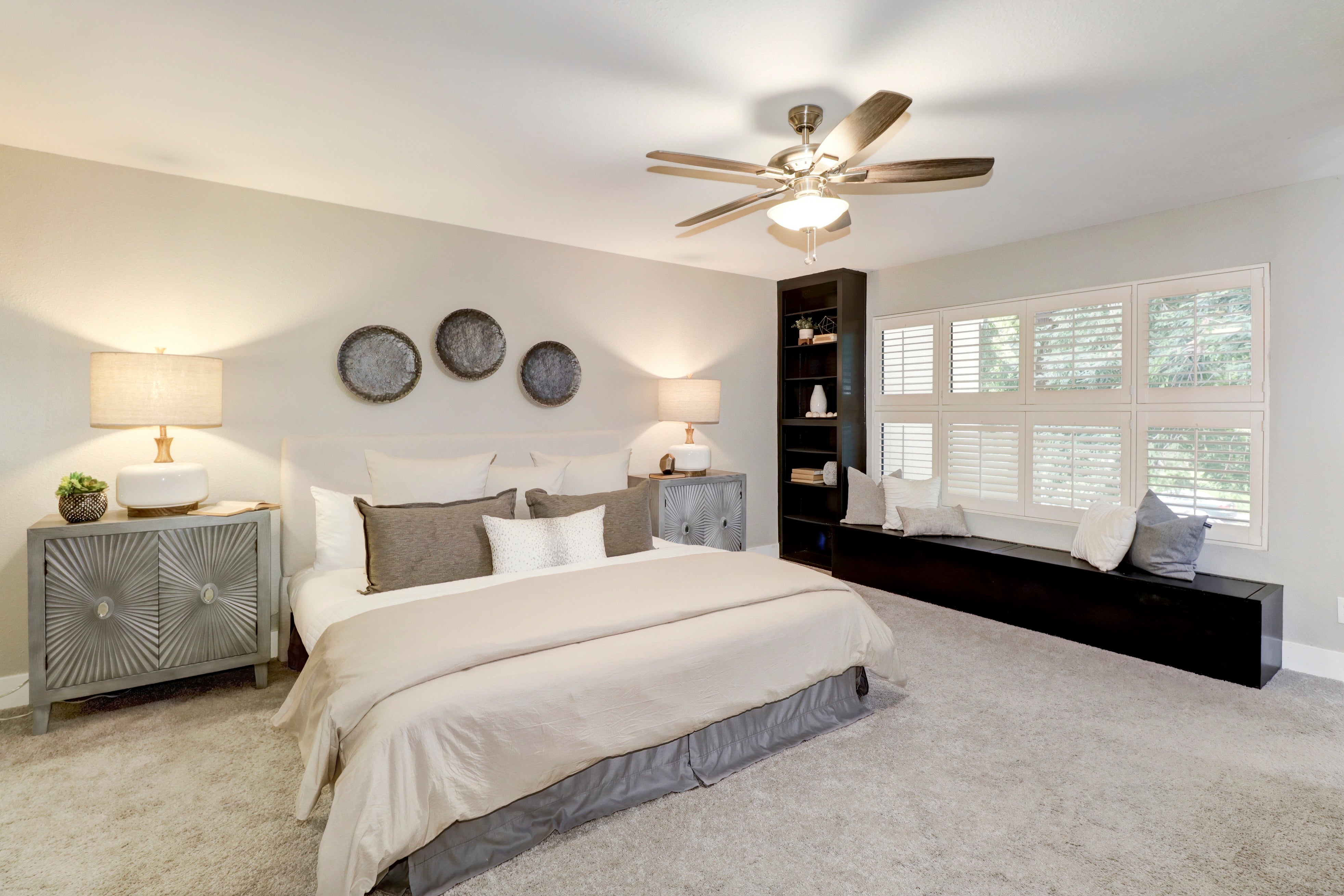 Premiere Home Staging Projects | Master bedroom interior design idea - Swarthmore Dr, Sacramento