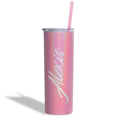 A glitter pink tumbler for Alexis