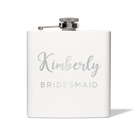 A thank your bridesmaids gift in the form of a personalized flask