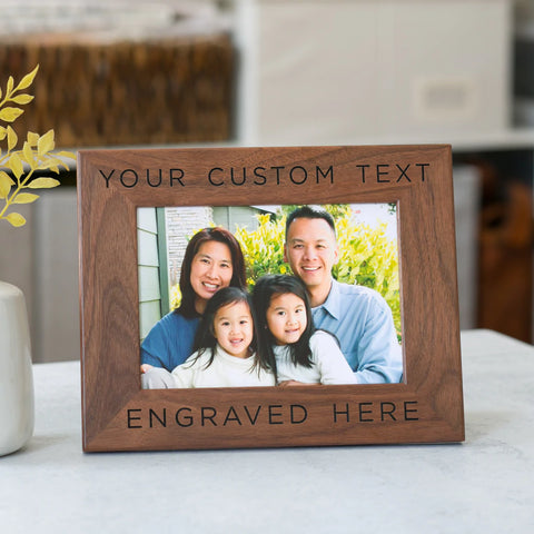 Unique gifts for dads featuring a customizable wooden picture frame