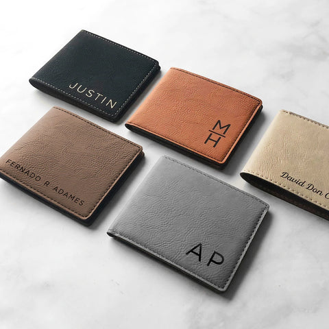 Unique gifts for dads featuring five different colored wallets