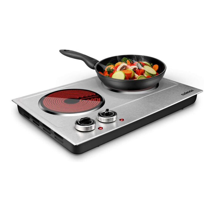 Cusimax 1800w Ceramic Double Hot Plate Countertop Burner Dual Control