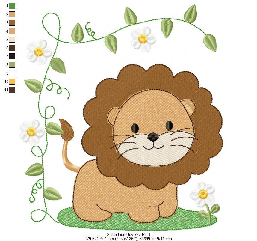 Safari Lion Boy and Girl - Fill Stitch - Set of 2 designs - 3x3 4x4 5x –  DooBeeDoo Embroidery Designs