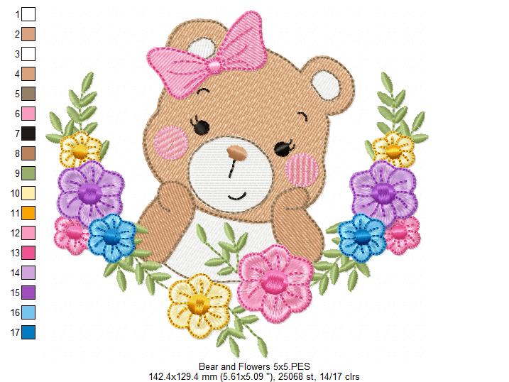 Animals Girl and Flowers - Fill Stitch - 4x4 5x5 6x6 7x7 – DooBeeDoo ...