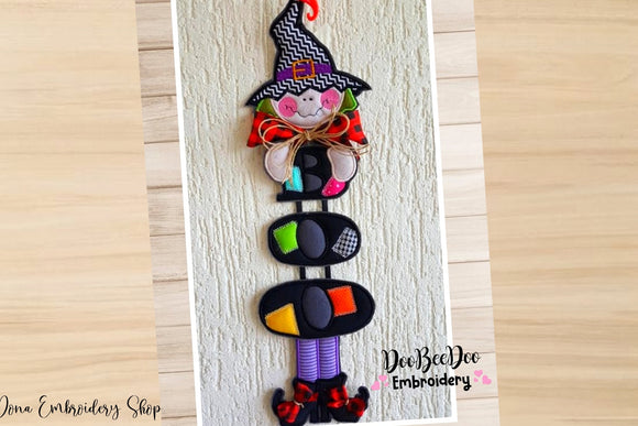 Boo Witch Door Ornament -  ITH Applique - 5x7 6x10 7x12