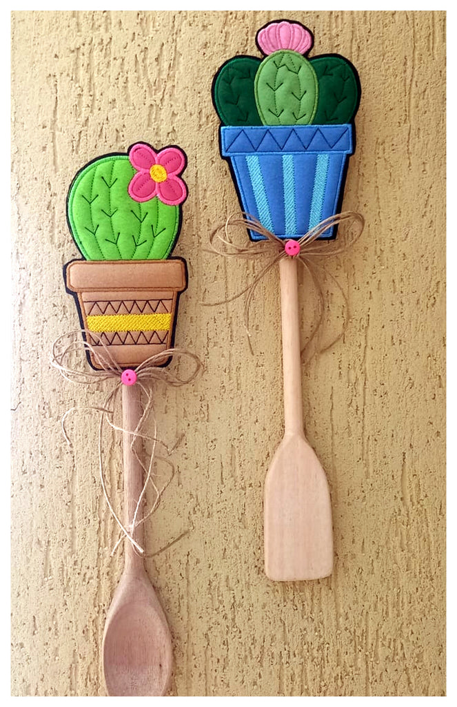Cactus Spoon Ornaments - ITH - 5x7 6x10