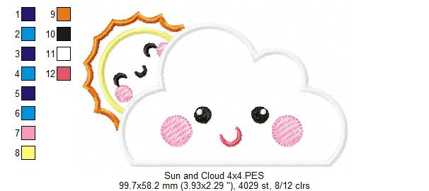 Sun and Cloud - Applique - 4x4 5x7 6x10 7x12