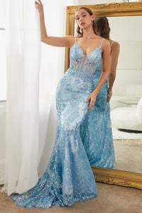 Belong Prom Dress Mermaid with Corset look bodice 7402189TRR-Blue