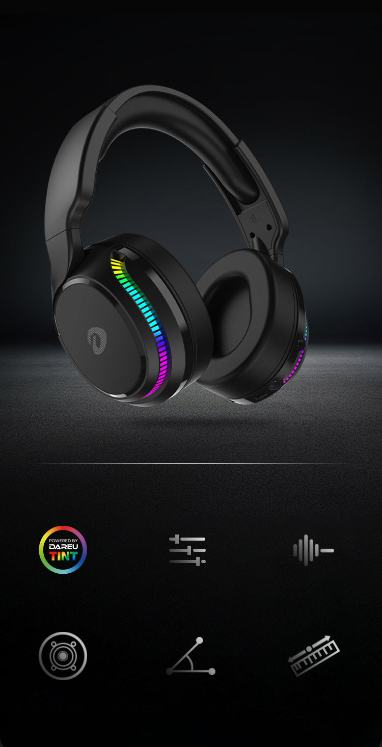 DAREU A710 Tri-Mode (5.8G + Type-C + 3.5mm) Wireless Gaming Headset with RGB Backlit Detachable Mic Noise Cancellation