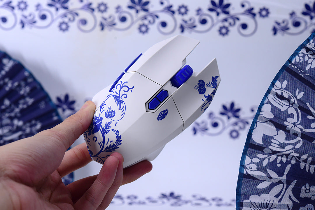 DAREU EM910 PRO Underglaze Blue Dual Mode Ultralight Rechargeable Wrangler Gaming Mouse ft. AIM-WL Sensor, KBS Button, RGB LED Strip and 12000DPI