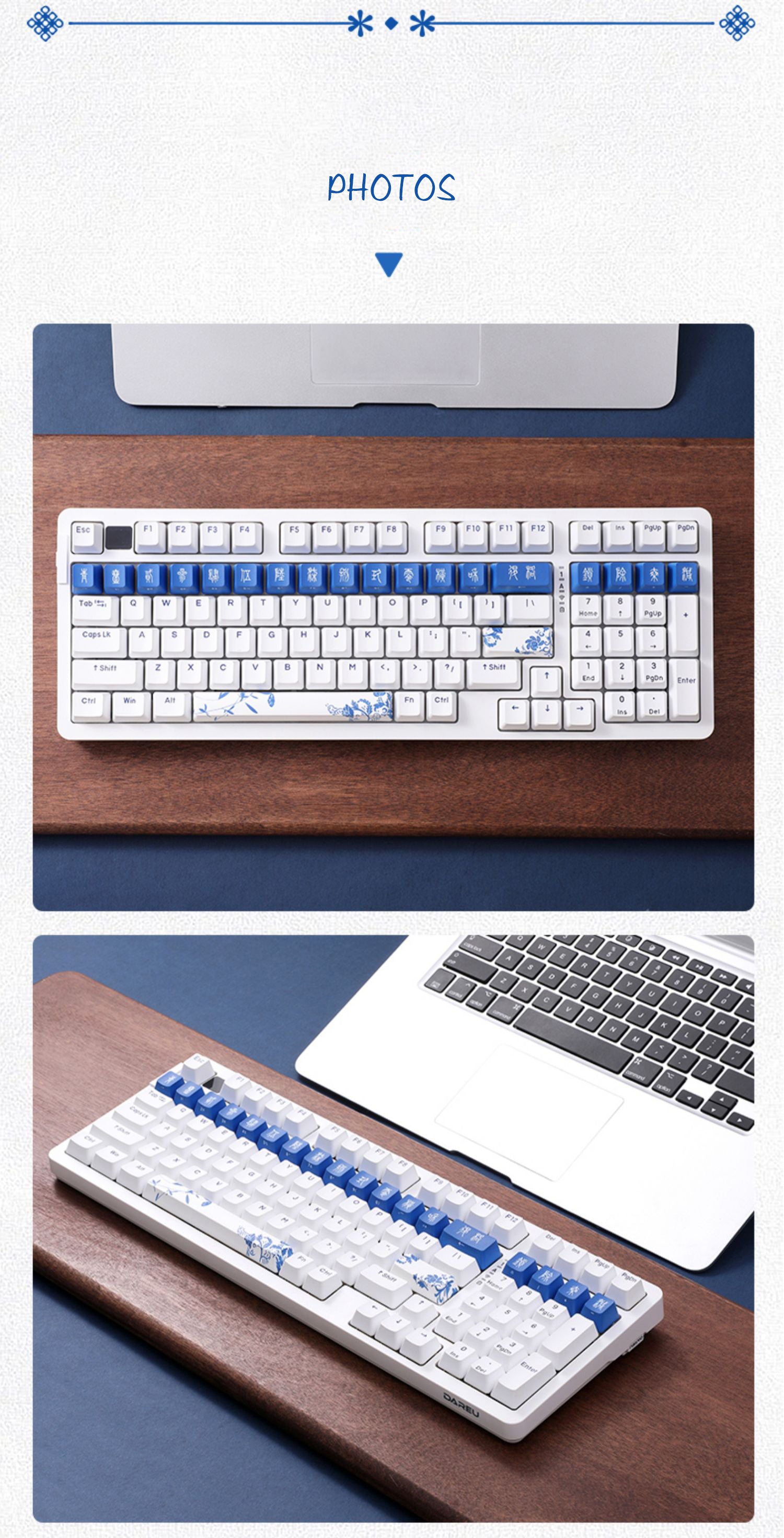 DAREU A98 Underglaze Blue Gasket Tri-Mode Connection 100% Hot-Swap 98-Key RGB Backlit Rechargeable Mechanical Gaming Keyboard with Sky V3 Switch & PBT Keycaps