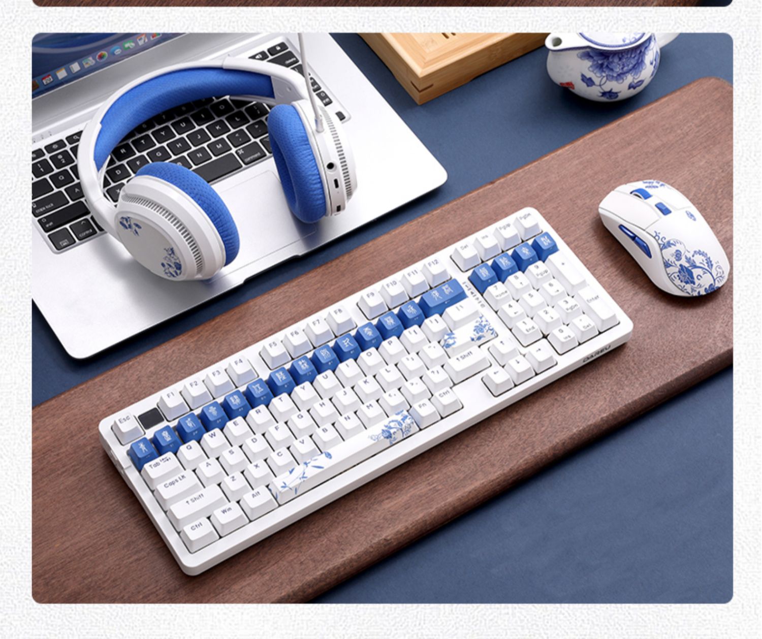 DAREU A98 Underglaze Blue Gasket Tri-Mode Connection 100% Hot-Swap 98-Key RGB Backlit Rechargeable Mechanical Gaming Keyboard with Sky V3 Switch & PBT Keycaps