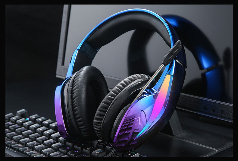 DAREU EH726 Black/Aurora Blue/Trend Grey Rainbow Backlit Gaming Headset with 7.1 Surround Sound, Noise Cancelling Hidden Microphone and Skin-Friendly Ear Cushion