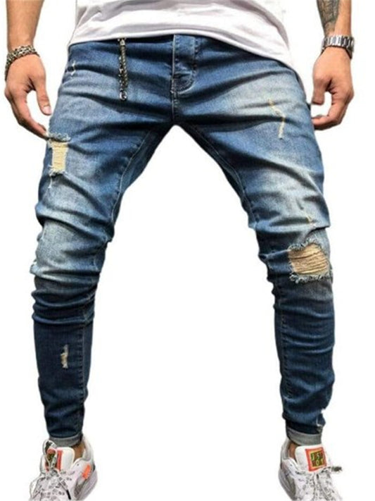 Men's Fashion Long Pencil Ripped Jean Pants – Bennys Beauty World