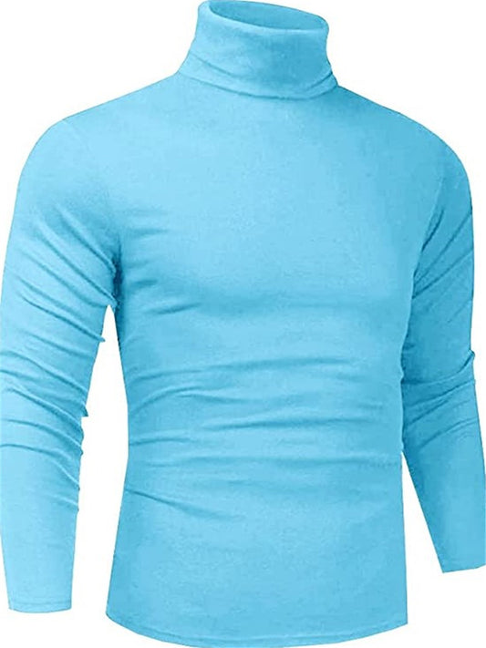 LONGBIDA Turtleneck T-Shirt Men Slim Fit Lightweight Long Sleeve Pullo