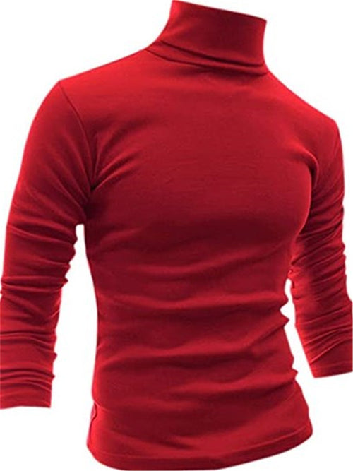 LONGBIDA Turtleneck T-Shirt Men Slim Fit Lightweight Long Sleeve