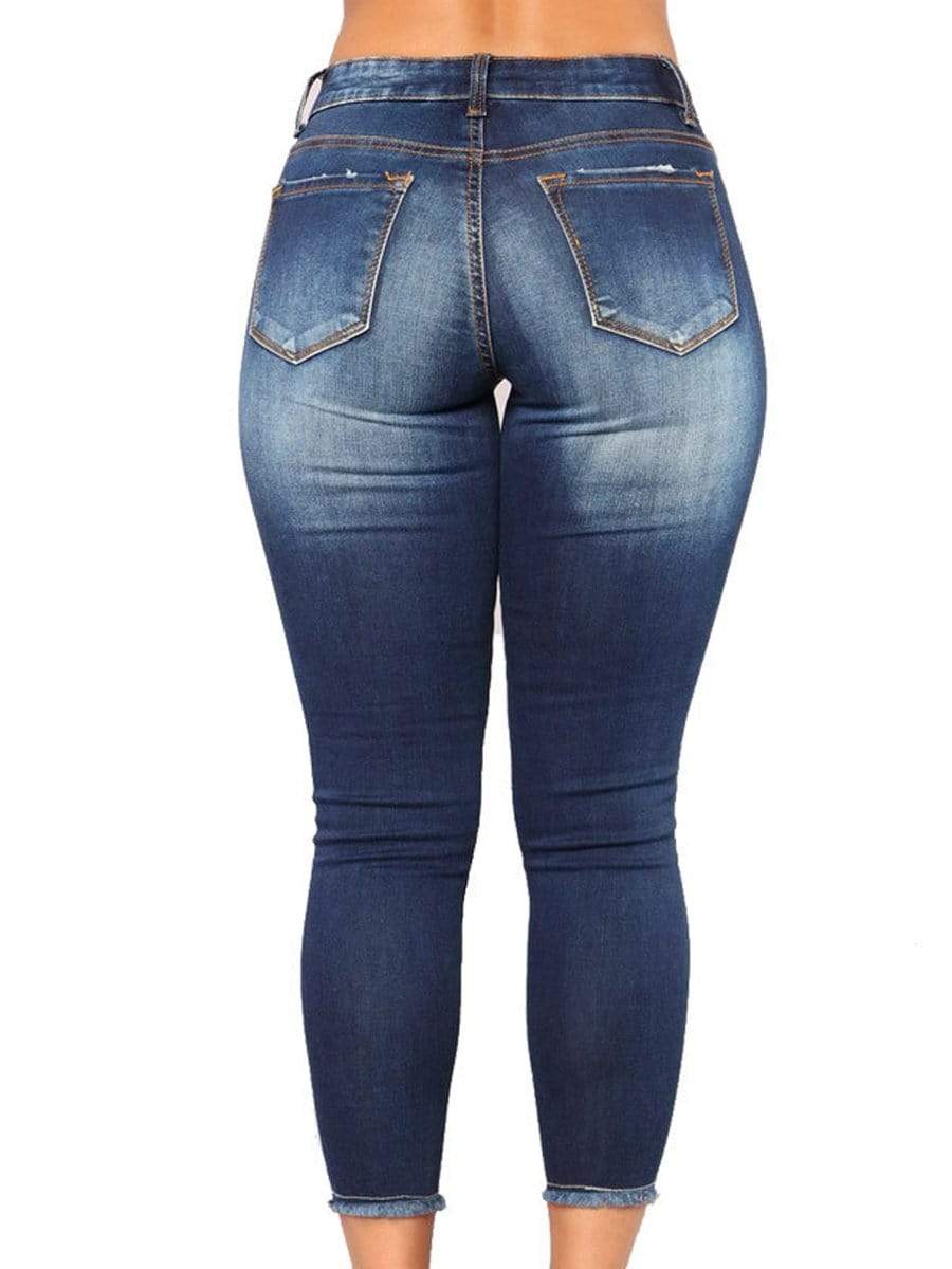 LONGBIDA Skinny Butt Lift Women Ripped Jeans Stretch