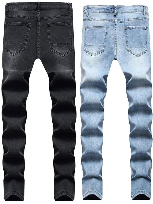 Amazon.com: YADMISU Mens Baggy Ripped Jeans Distressed Loose Fit Straight  Wide Leg Denim Pants Streetwear,Blue,S : Clothing, Shoes & Jewelry