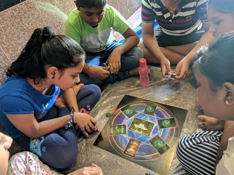 Children playing a board game