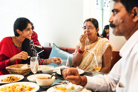 Family having lunch together