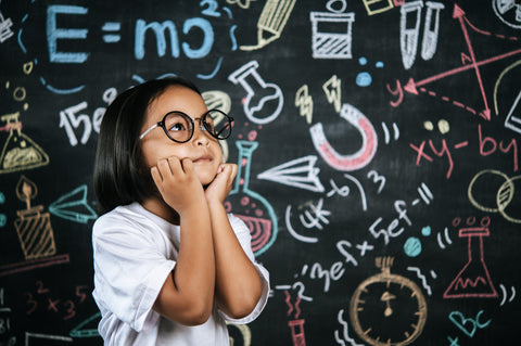 School girl in math class