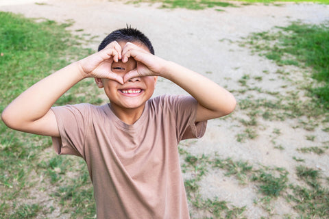 Boy sharing his love for his family