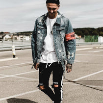 Streetwear Hip Hop Bomber Denim Jacket