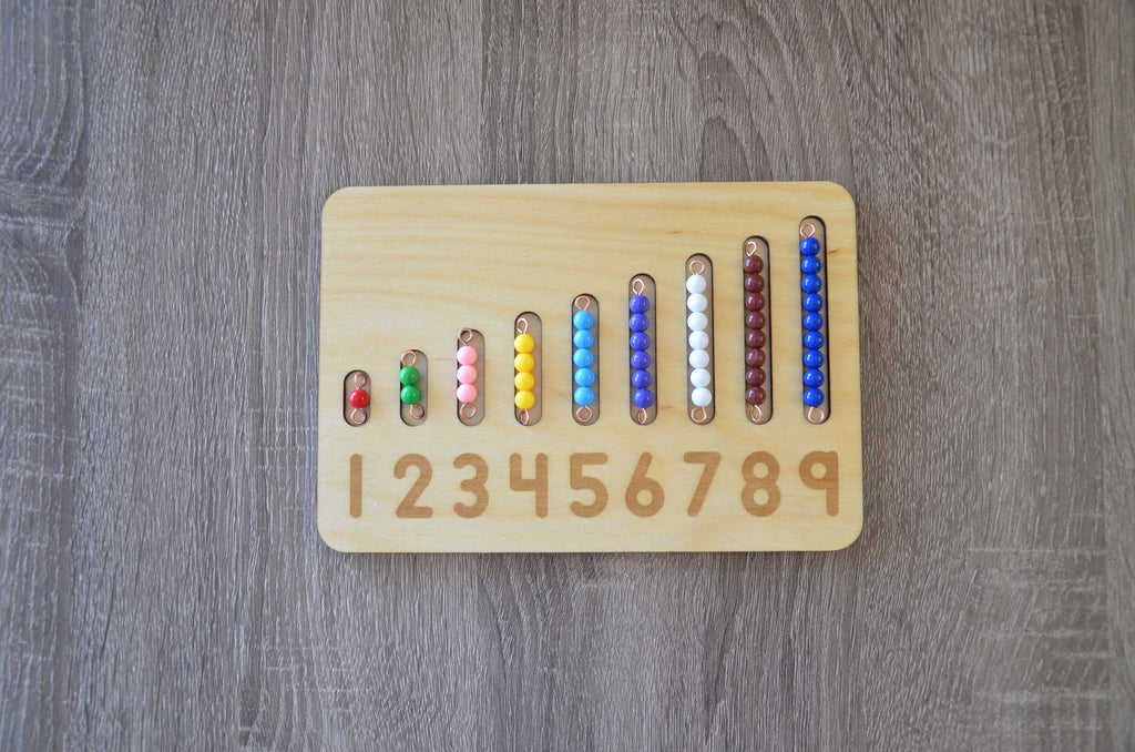 Montessori numbers bead bars with natural wooden tray – CANMOM