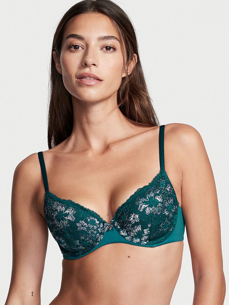 Lightly-Lined Lemon Embroidery Demi Bra