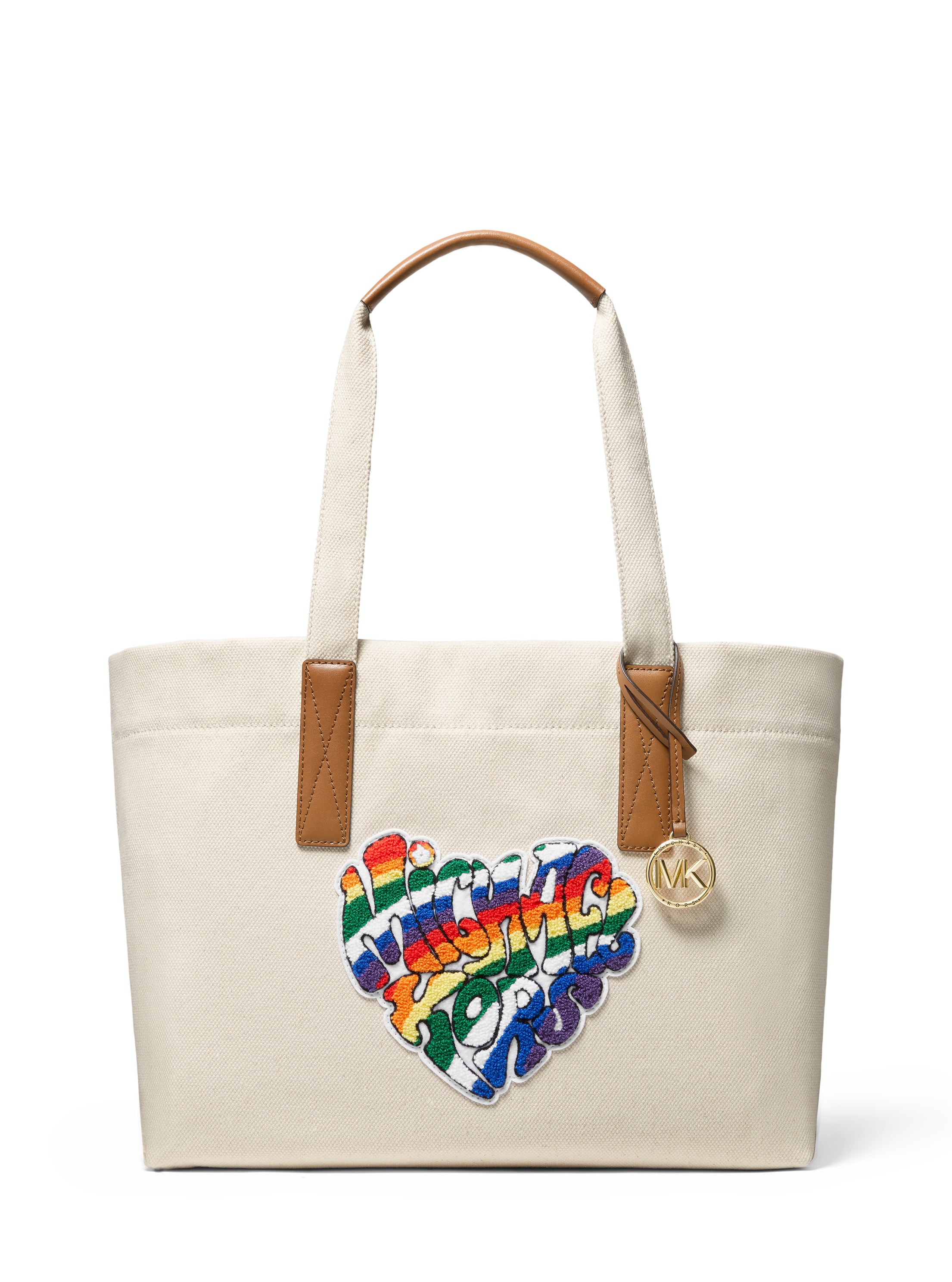 the michael large rainbow logo canvas tote bag