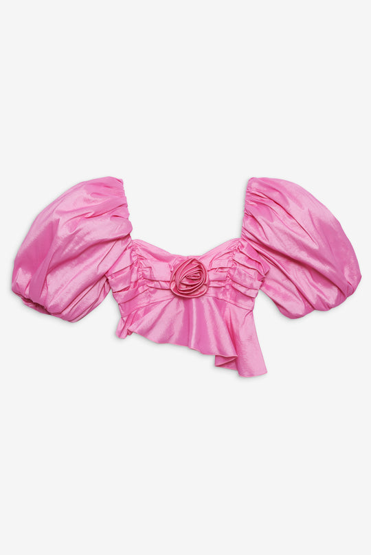 Judith Crop Blouse — Pink | For Love & Lemons