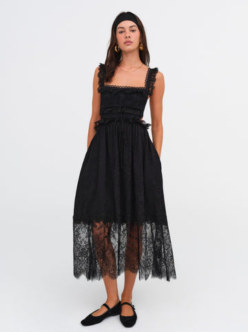 Deane Midi Dress — Black | For Love & Lemons