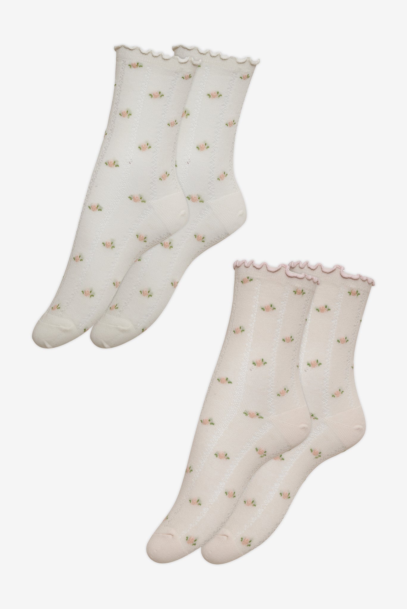 Pointelle Floral Crew Socks 2-Pack