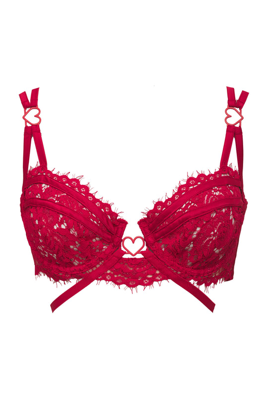 Rosa Lace Underwire Bra — Red | For Love & Lemons