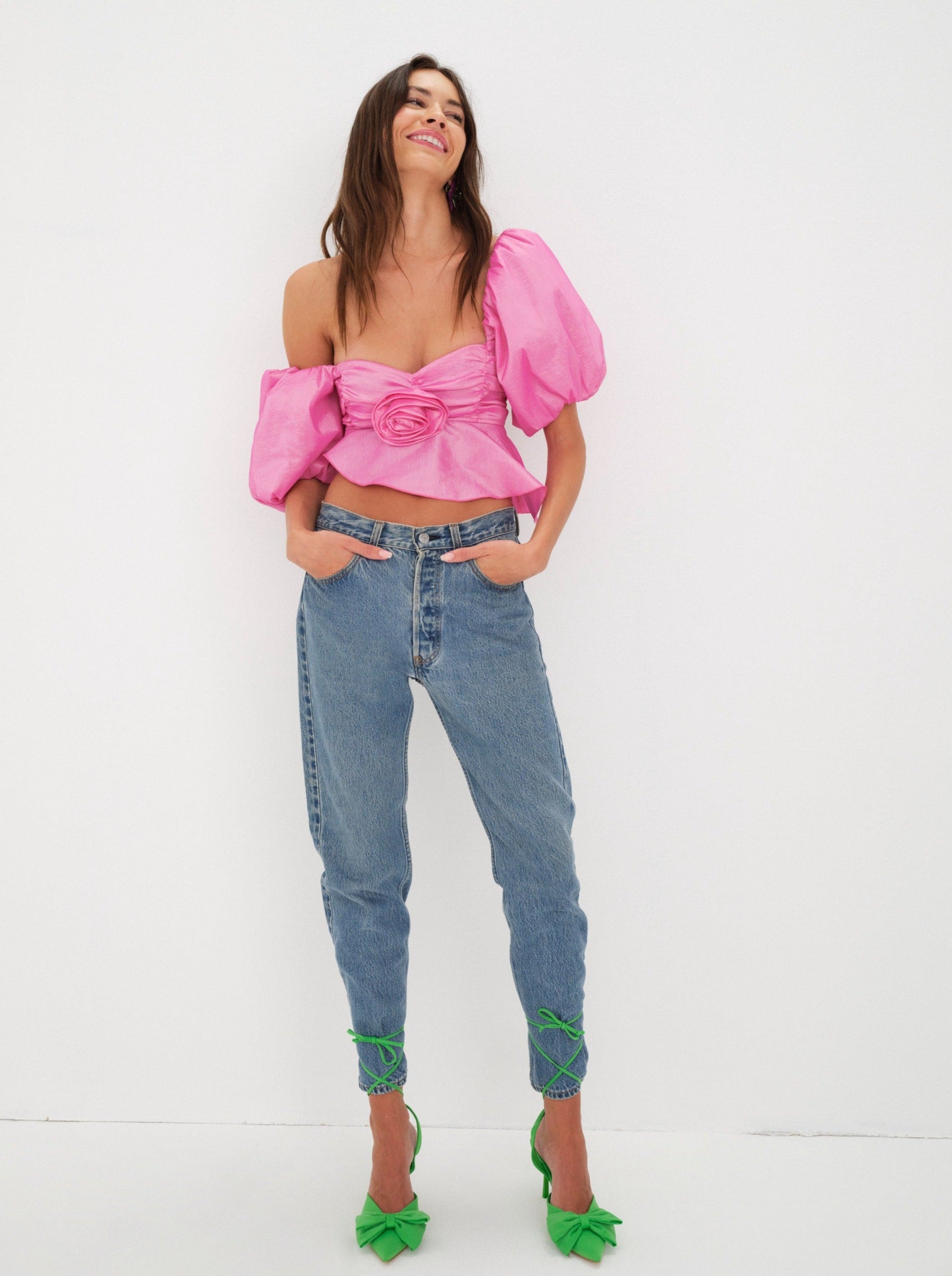 Judith Crop Blouse — Pink