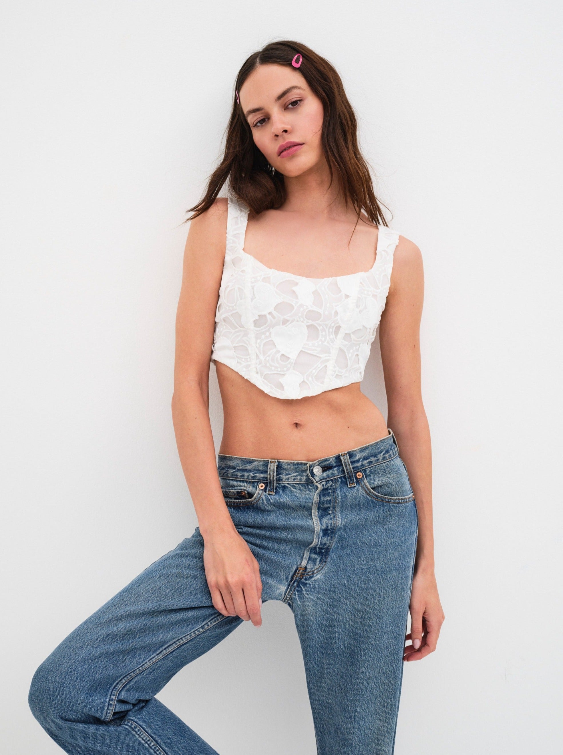 For Love & Lemons Mallory Floral Bustier Top  Urban Outfitters Japan -  Clothing, Music, Home & Accessories